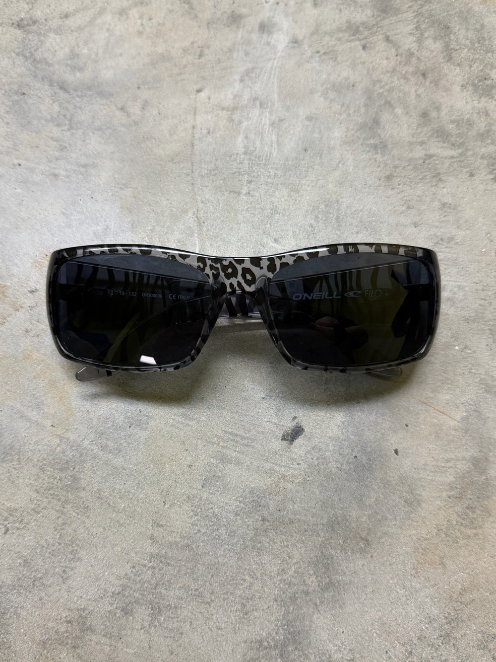 O'Neill Women's Black Leopard-Print Rectangular Sunglasses